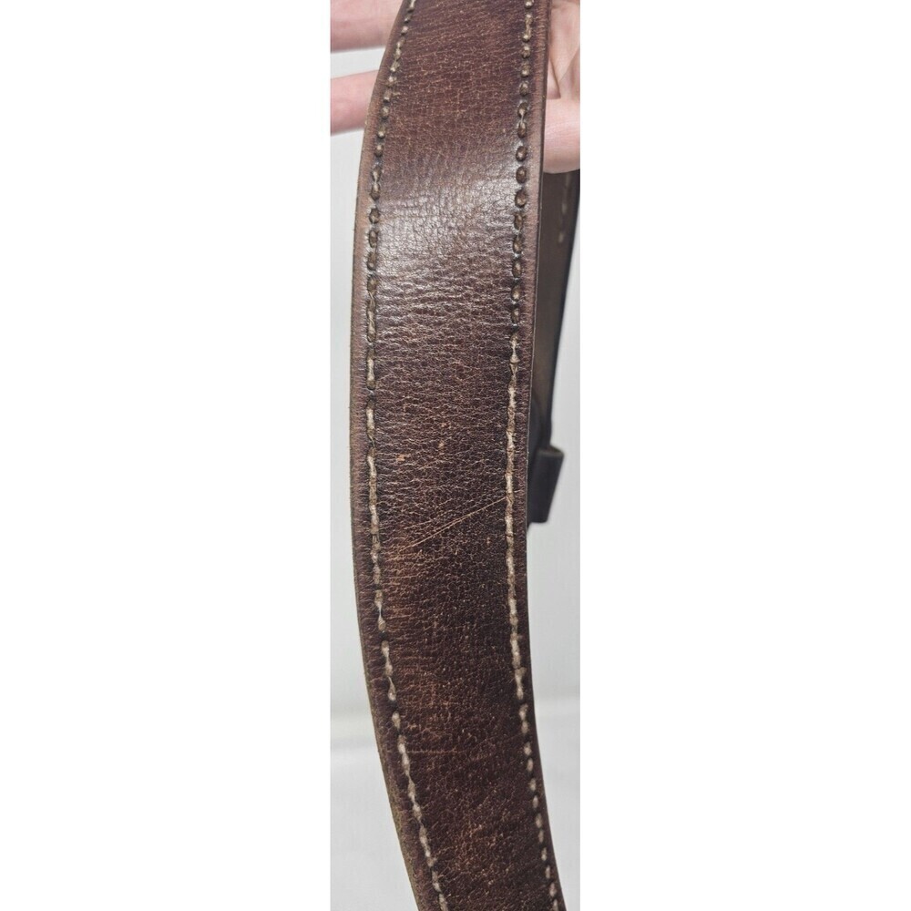 American Eagle Brown Leather Mens Belt Eagle Size 32 Y2k Classic Stitched - Picture 4 of 14